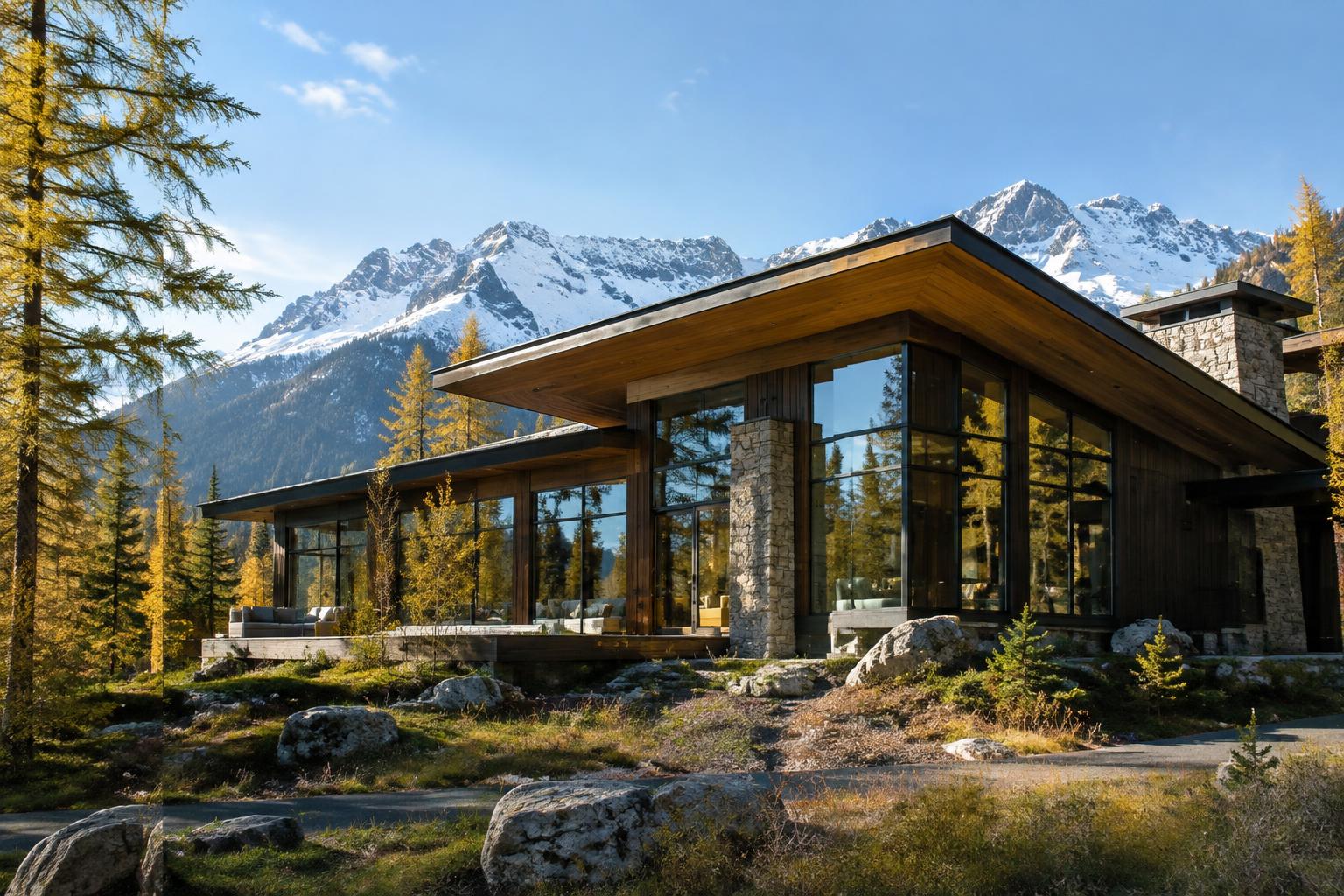 Larchwood Retreat — Mountain Modern Residence — conceptual rendering