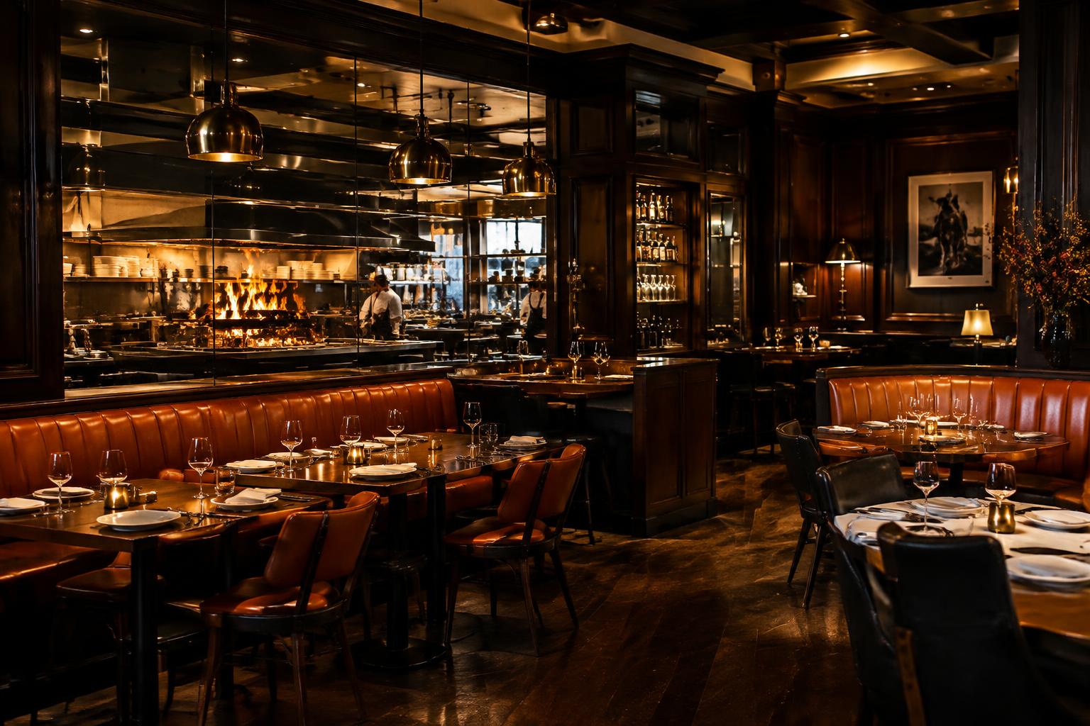 Ember & Oak — Fine Dining Restaurant Interior — conceptual rendering